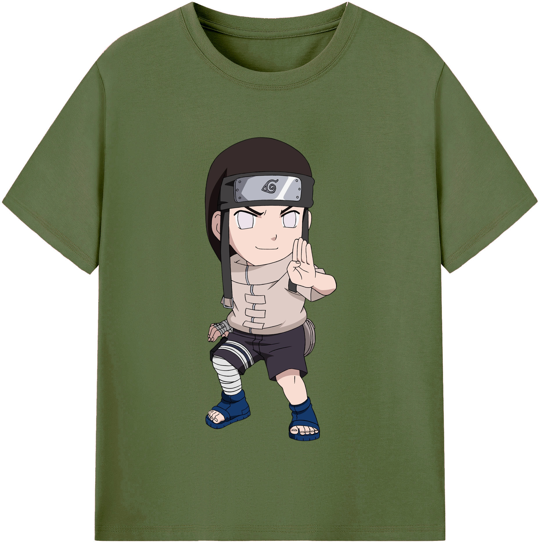 （画像用） NARUTO -ナルト- 日向ネジ Hyūga Neji 綿100％半袖Tシャツ（フロントプリント）